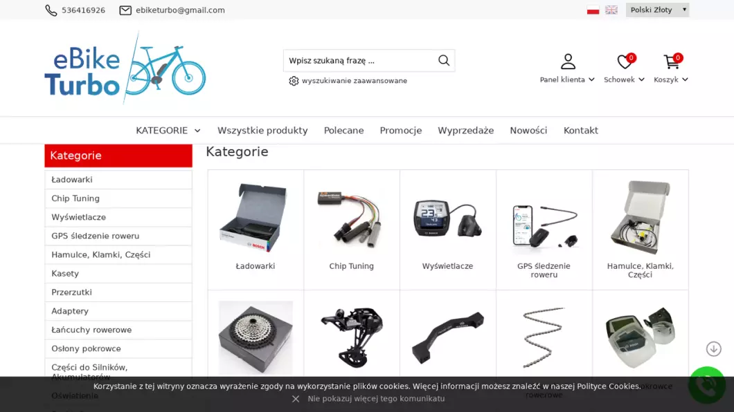 Sklep z częściami i akcesoriami rowerowymi Ebiketurbo - podgląd
