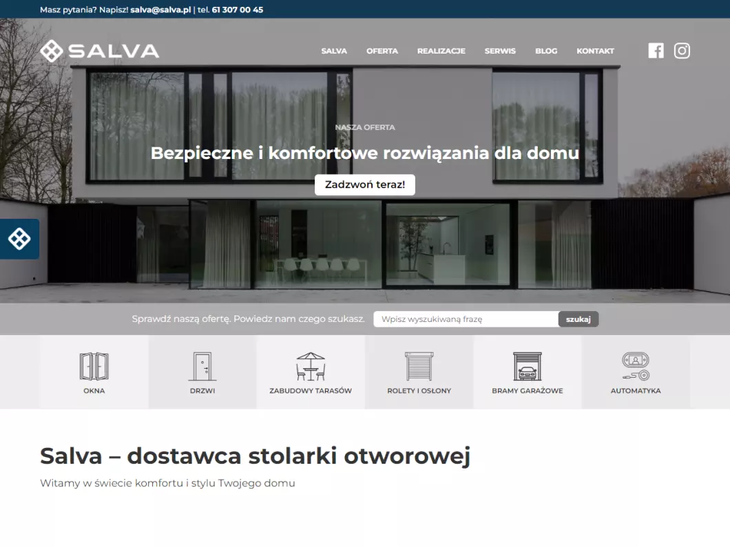 Salva - dostawca stolarki otworowej - podgląd